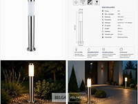 4 x buitenlamp tuinpaal – e27 – chroom – ip44 – 800mm – defne-5 - afbeelding 6 van  6