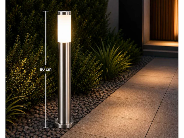 4 x buitenlamp tuinpaal – e27 – chroom – ip44 – 800mm – defne-5 - afbeelding 9 van  15