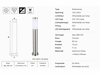 4 x buitenlamp tuinpaal – e27 – chroom – ip44 – 800mm – defne-5 - afbeelding 15 van  15
