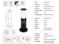 4 x buitenlamp tuinpaal – e27 – zwart – ip44 – 300mm – kavak-3 - afbeelding 5 van  5