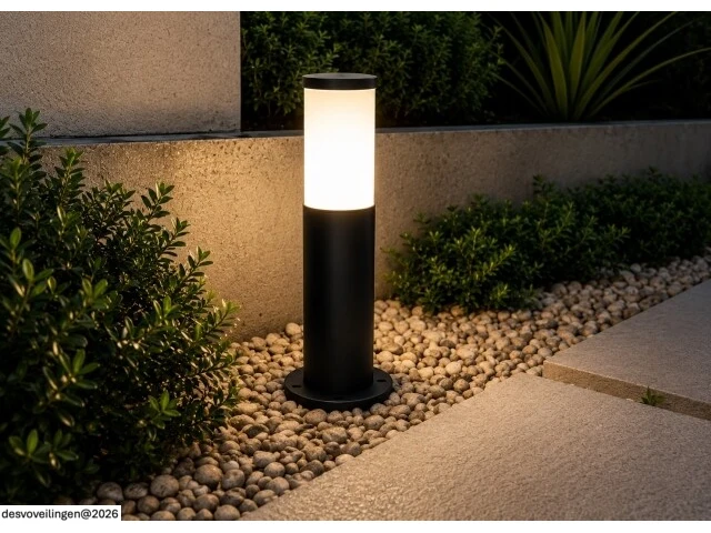 4 x buitenlamp tuinpaal – e27 – zwart – ip44 – 300mm – kavak-3 - afbeelding 4 van  6