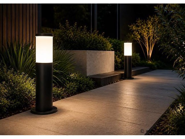 4 x buitenlamp tuinpaal – e27 – zwart – ip44 – 300mm – kavak-3 - afbeelding 1 van  5