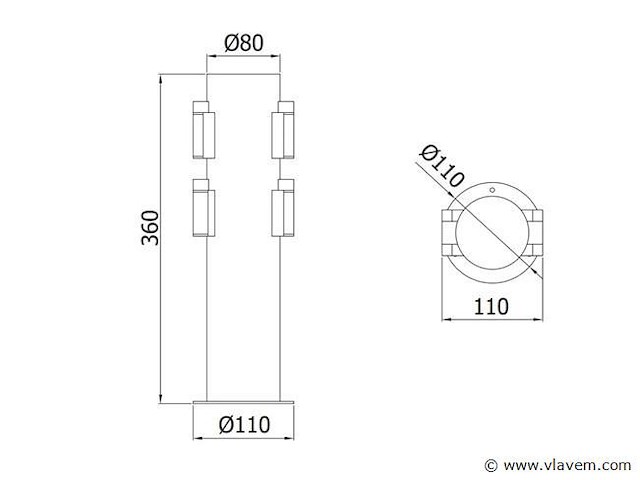 4 x cortona buiten kolom 4 x schuko zwart - afbeelding 3 van  6