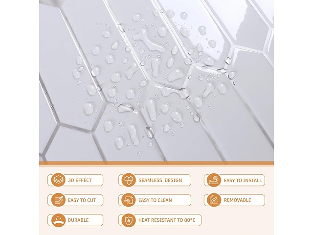 4 x cre8tive witte zelfklevende 3d wandtegels (16 stuks/pak) - afbeelding 4 van  4