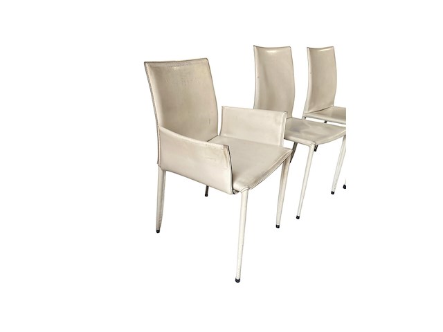 4 x designstoel - leder - wit - afbeelding 3 van  4
