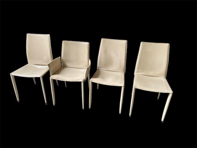 4 x designstoel - leder - wit - afbeelding 4 van  4