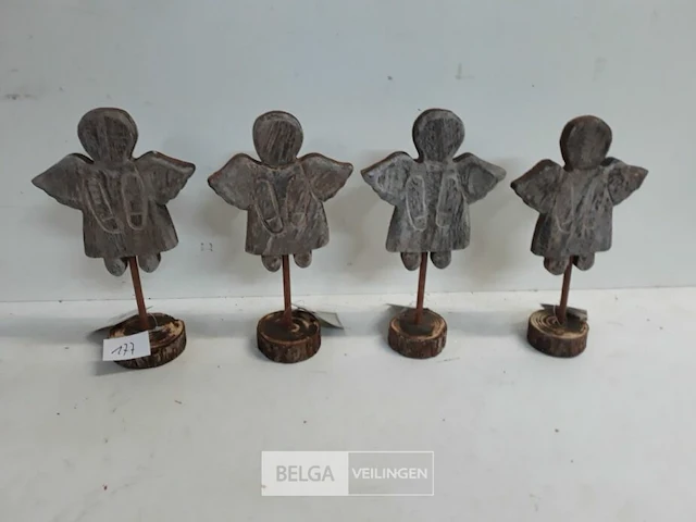 4 x engel hout op staander 20 cm - afbeelding 1 van  3