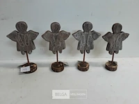 4 x engel hout op staander 20 cm