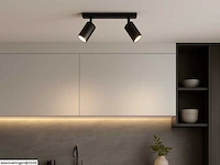 4 x gu10 opbouwspot armatuur – 2 draaibare spots – ip20 – zwart - afbeelding 2 van  5