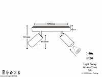 4 x gu10 opbouwspot armatuur – 2 draaibare spots – ip20 – zwart - afbeelding 5 van  5