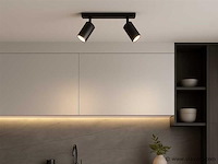 4 x gu10 opbouwspot armatuur – 2 draaibare spots – ip20 – zwart - afbeelding 1 van  4