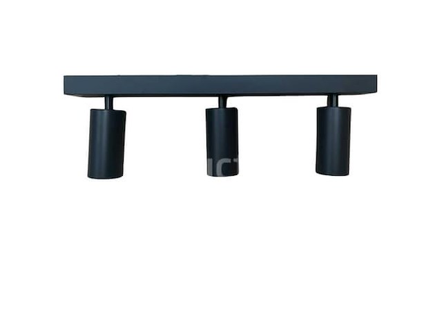 4 x gu10 opbouwspot armatuur – 3 draaibare spots – ip20 – zwart - afbeelding 2 van  4