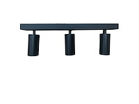 4 x gu10 opbouwspot armatuur – 3 draaibare spots – ip20 – zwart - afbeelding 2 van  4
