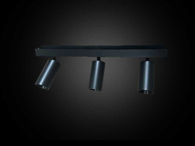 4 x gu10 opbouwspot armatuur – 3 draaibare spots – ip20 – zwart - afbeelding 3 van  4