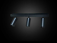 4 x gu10 opbouwspot armatuur – 3 draaibare spots – ip20 – zwart - afbeelding 3 van  4