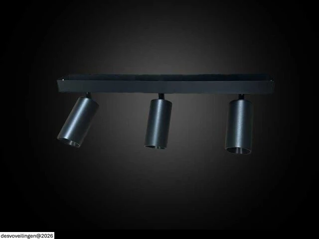4 x gu10 opbouwspot armatuur – 3 draaibare spots – ip20 – zwart - afbeelding 4 van  5