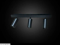 4 x gu10 opbouwspot armatuur – 3 draaibare spots – ip20 – zwart - afbeelding 4 van  5