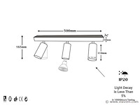 4 x gu10 opbouwspot armatuur – 3 draaibare spots – ip20 – zwart - afbeelding 4 van  4