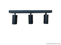 4 x gu10 opbouwspot armatuur – 3 draaibare spots – ip20 – zwart - afbeelding 2 van  4
