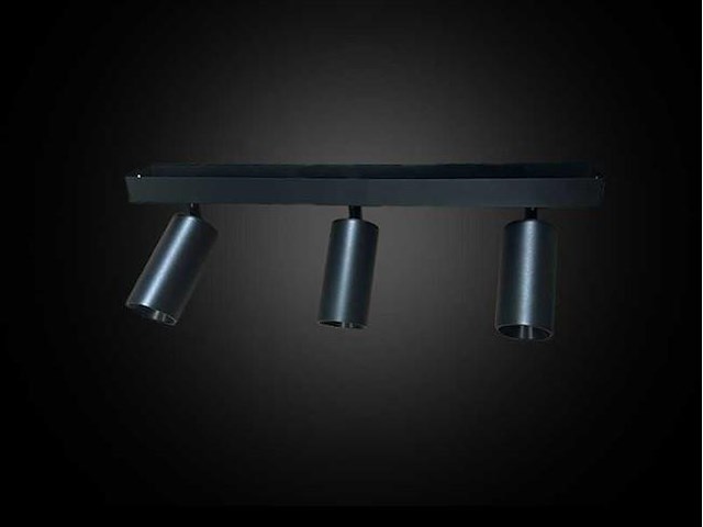 4 x gu10 opbouwspot armatuur – 3 draaibare spots – ip20 – zwart - afbeelding 3 van  4