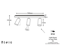 4 x gu10 opbouwspot armatuur – 3 draaibare spots – ip20 – zwart - afbeelding 4 van  4