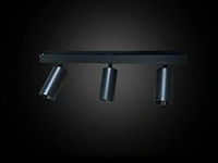4 x gu10 opbouwspot armatuur – 3 draaibare spots – ip20 – zwart - afbeelding 3 van  4