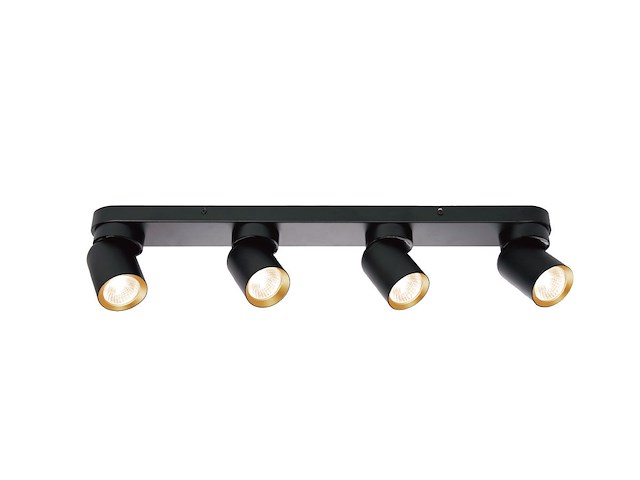 4 x gu10 opbouwspot armatuur 4 cilinder zand zwart en goud draaibaar - afbeelding 4 van  6