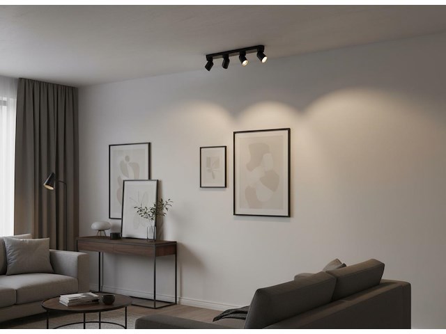 4 x gu10 opbouwspot armatuur 4 cilinder zand zwart en goud draaibaar - afbeelding 4 van  6