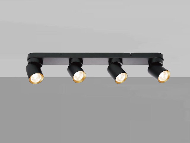 4 x gu10 opbouwspot armatuur 4 cilinder zand zwart en goud draaibaar - afbeelding 5 van  6