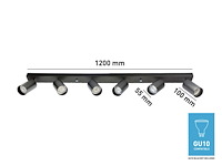 4 x gu10 opbouwspot armatuur 6 cilinders zand zwart draaibaar - afbeelding 4 van  4