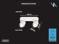 4 x gu10 opbouwspot armatuur dubbel cilinder zand wit en zwart draaibaar - afbeelding 5 van  6