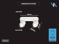 4 x gu10 opbouwspot armatuur dubbel cilinder zand wit en zwart draaibaar - afbeelding 5 van  6