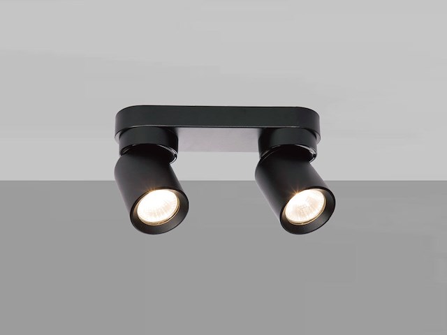 4 x gu10 opbouwspot armatuur dubbel cilinder zand zwart draaibaar - afbeelding 4 van  6
