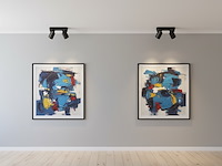 4 x gu10 opbouwspot armatuur dubbel cilinder zand zwart en goud draaibaar - afbeelding 3 van  6