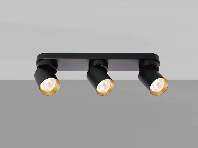 4 x gu10 opbouwspot armatuur triple cilinder zand zwart en goud draaibaar - afbeelding 5 van  7
