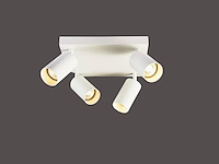 4 x gu10 vierkant opbouwspot armatuur 4 cilinders zand wit draaibaar - afbeelding 2 van  4