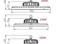 4 x highbay ufo 100w - pro design smd - dimbaar - koud wit 6500k - afbeelding 7 van  8
