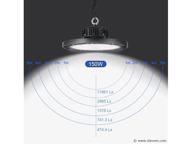 4 x highbay ufo 150w - pro design smd - dimbaar - koud wit 6500k - afbeelding 6 van  9