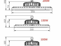 4 x highbay ufo 150w - pro design smd - dimbaar - koud wit 6500k - afbeelding 10 van  10