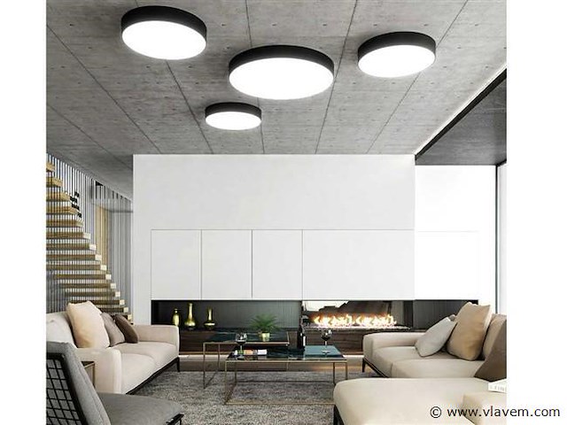 4 x intec klio 60 watt led plafondlamp zwart - afbeelding 7 van  7