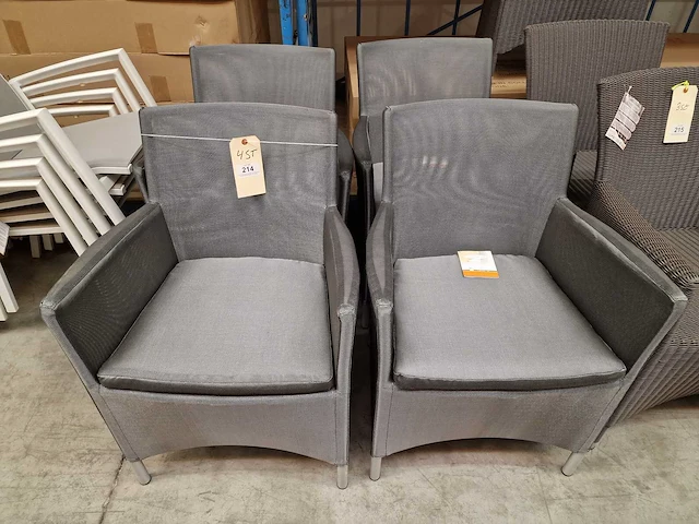 4 x jati-kebon textilene zetel oslo silver grijs - alu frame met armleuning - afbeelding 6 van  6