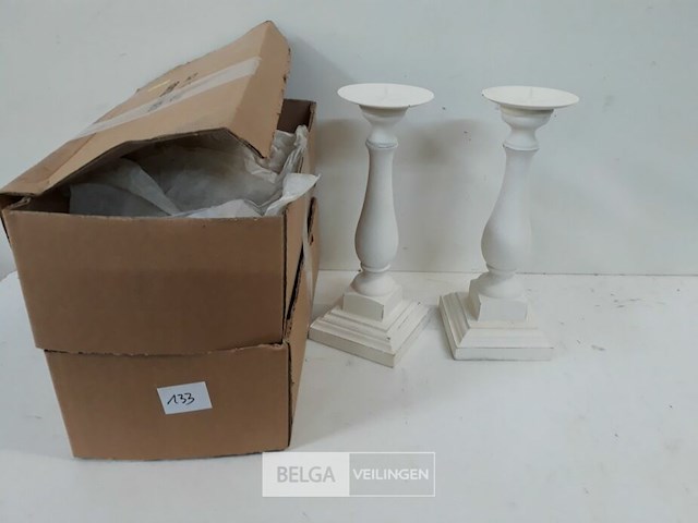 4 x kandelaar hout 25 cm - afbeelding 1 van  3