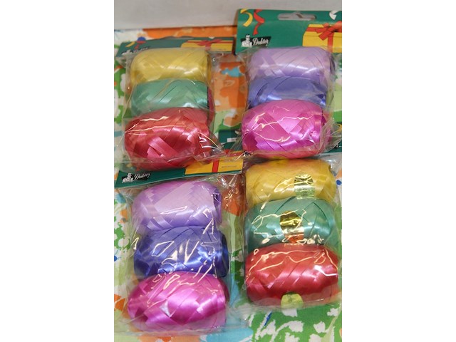 4 x karton inpaklinten diverse kleuren - afbeelding 2 van  2