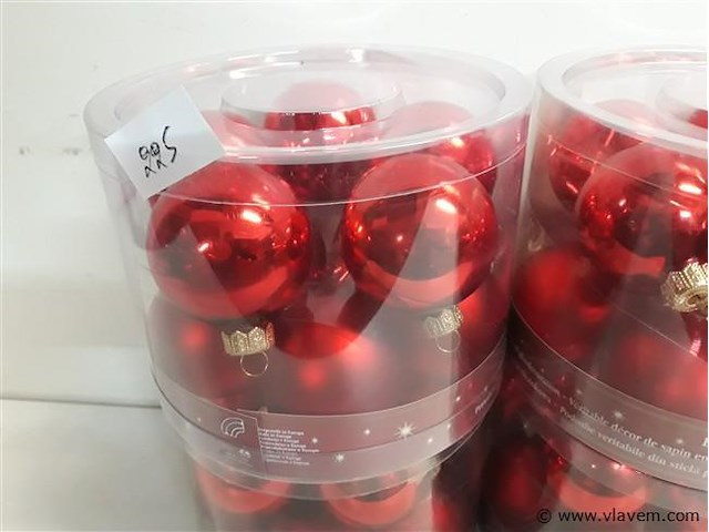 4 x kerstballen glas 10 stuks rood - afbeelding 2 van  2