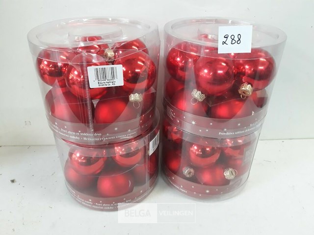 4 x kerstballen glas 10 stuks rood - afbeelding 2 van  3