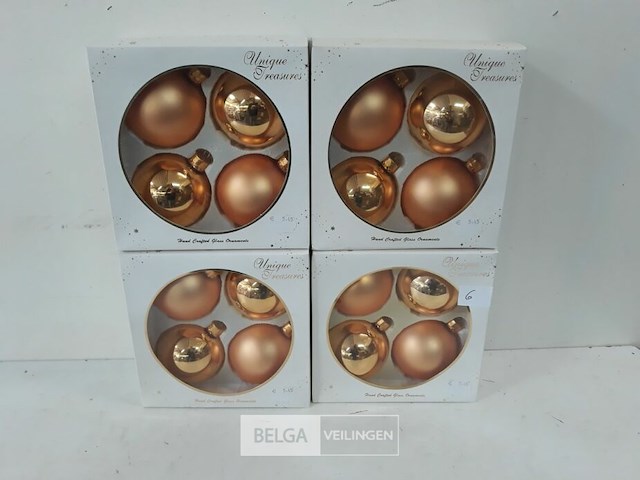 4 x kerstballen glas 4 stuks goud - afbeelding 1 van  3