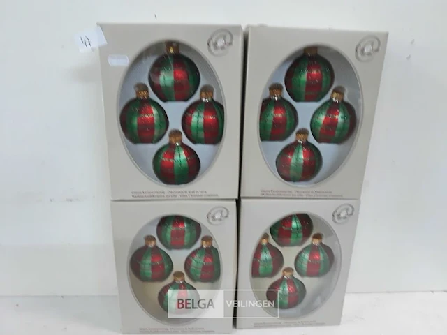 4 x kerstballen glas 4 stuks rood/groen - afbeelding 1 van  3