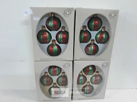 4 x kerstballen glas 4 stuks rood/groen