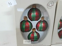 4 x kerstballen glas 4 stuks rood/groen - afbeelding 3 van  3