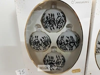 4 x kerstballen glas 4 stuks wit - afbeelding 3 van  3